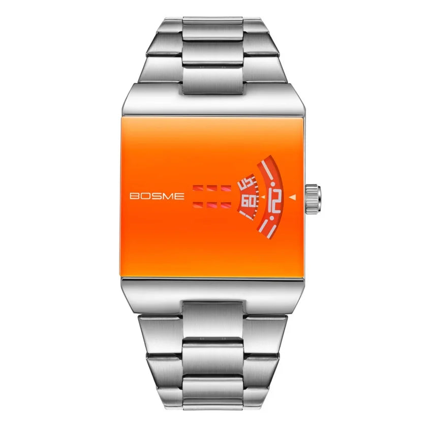 Men's Fashion Square Stainless Steel Quartz Wristwatch