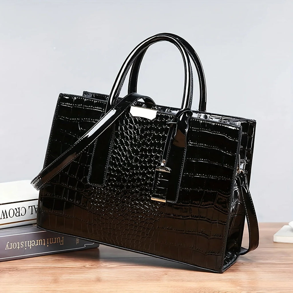Women's Solid Color PU Leather Shoulder Tote Bag