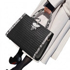 Women's Stone Pattern Cowhide Leather Large Capacity Shoulder Handbag