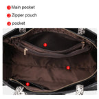 Women's Stone Pattern Cowhide Leather Large Capacity Shoulder Handbag
