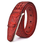 Men's Crocodile Pattern Leather Belt with Smooth Buckle