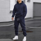 Men's Two-Piece Hooded Jogging Suit Fleece Zip Sweatshirt