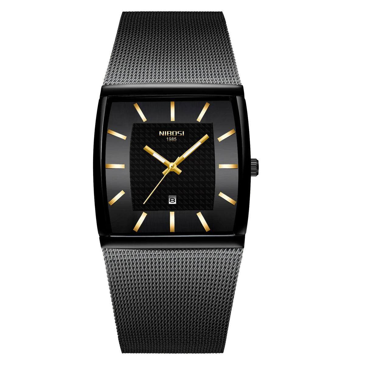 Men's Fashion Square Stainless Steel Quartz Wristwatch