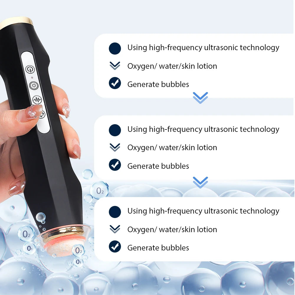 Portable CO2 Oxygen Bubble Facial Pen with 7-Color Photon Light