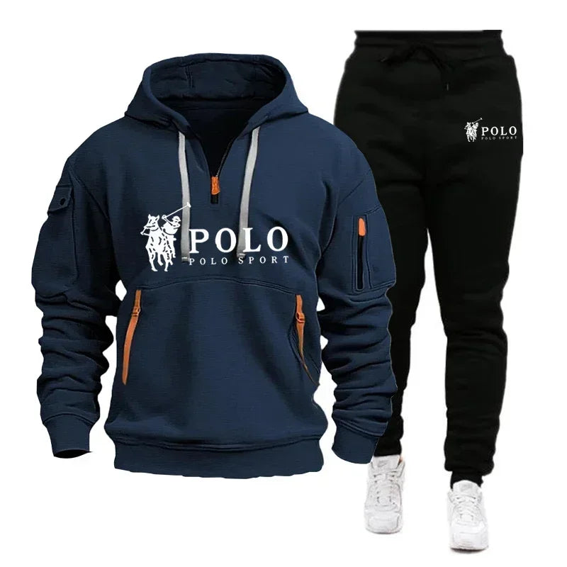 Men's Windproof Hoodie and Pants Two Piece Set