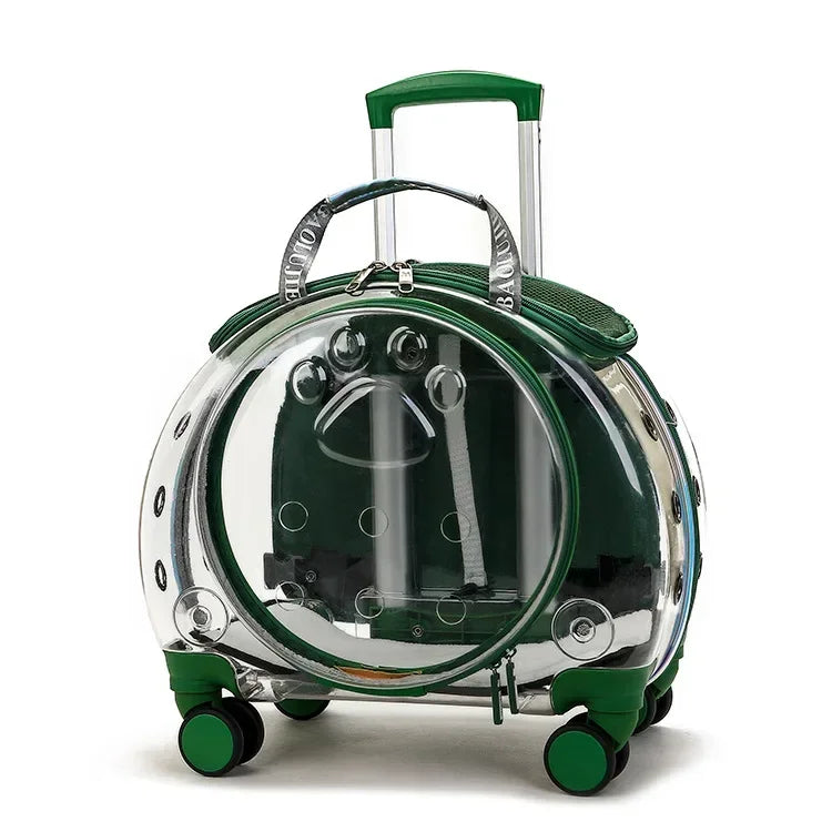 Portable Breathable Rolling Pet Carrier Backpack for Cats Dogs