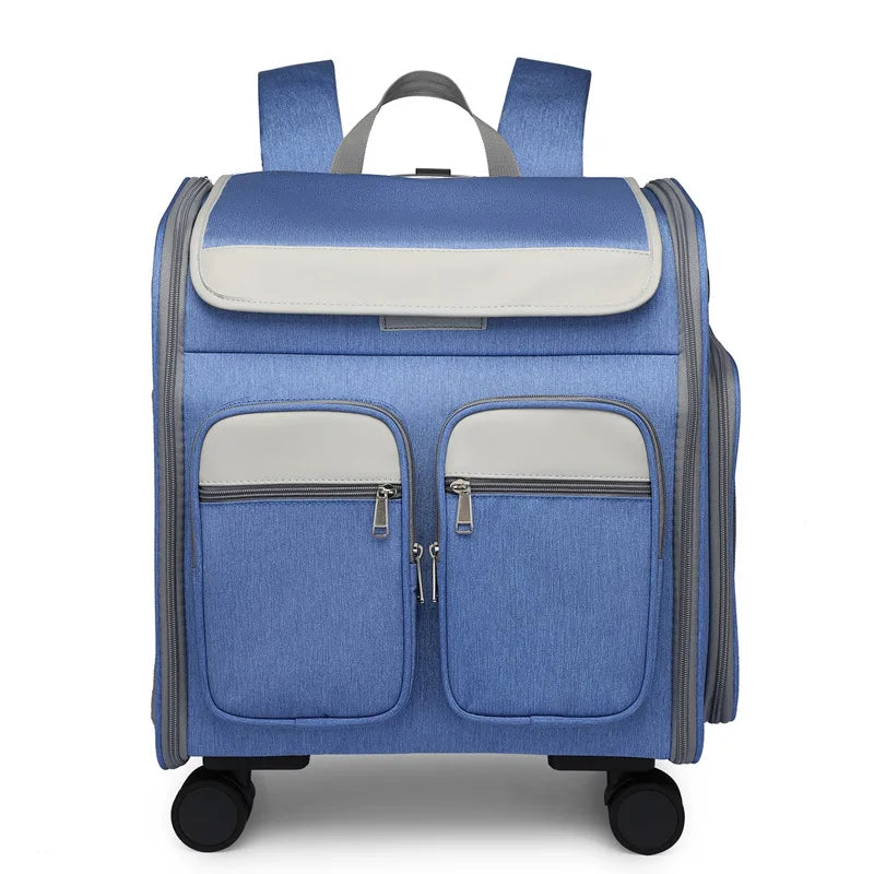 Wheeled Pet Carrier Backpack Stroller for Small Dogs Cats