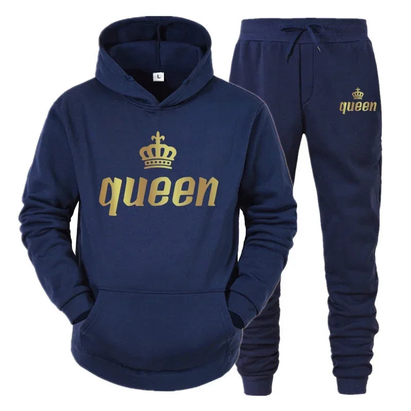 King & Queen Couple Hoodie and Jogger Pants Set