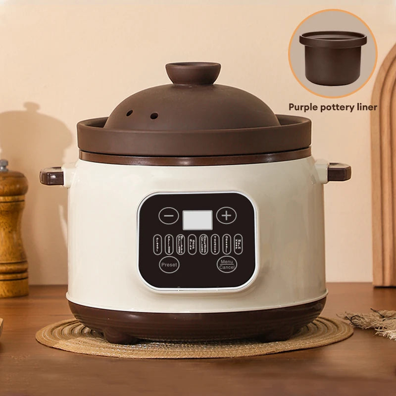 4-Quart Multifunctional Ceramic Slow Cooker and Electric Stew Pot