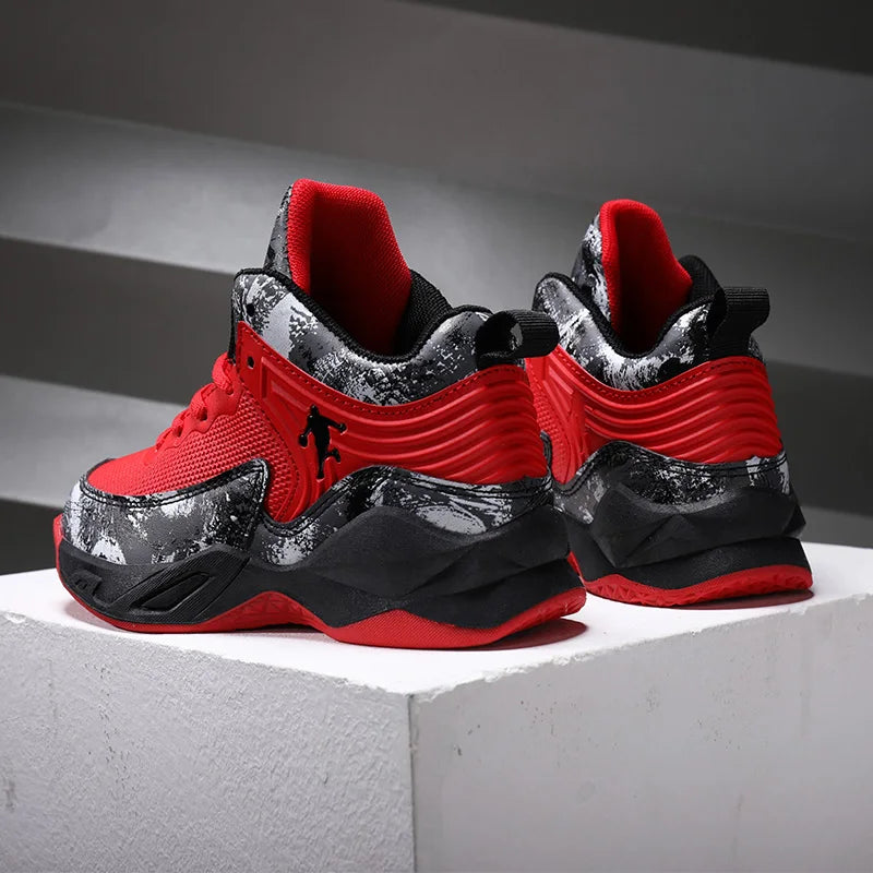 Kids' Basketball Sneakers Thick Sole Non-Slip Lace-Up
