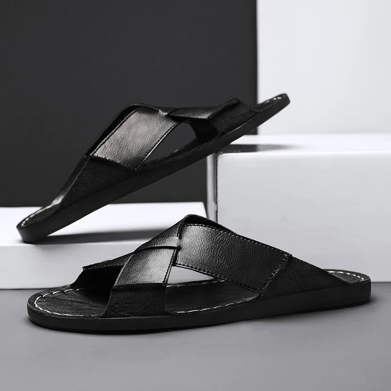 Men's Luxury Handmade Leather Slide Sandals