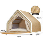 Solid Wood Enclosed Cat Villa Sisal Scratcher All Season