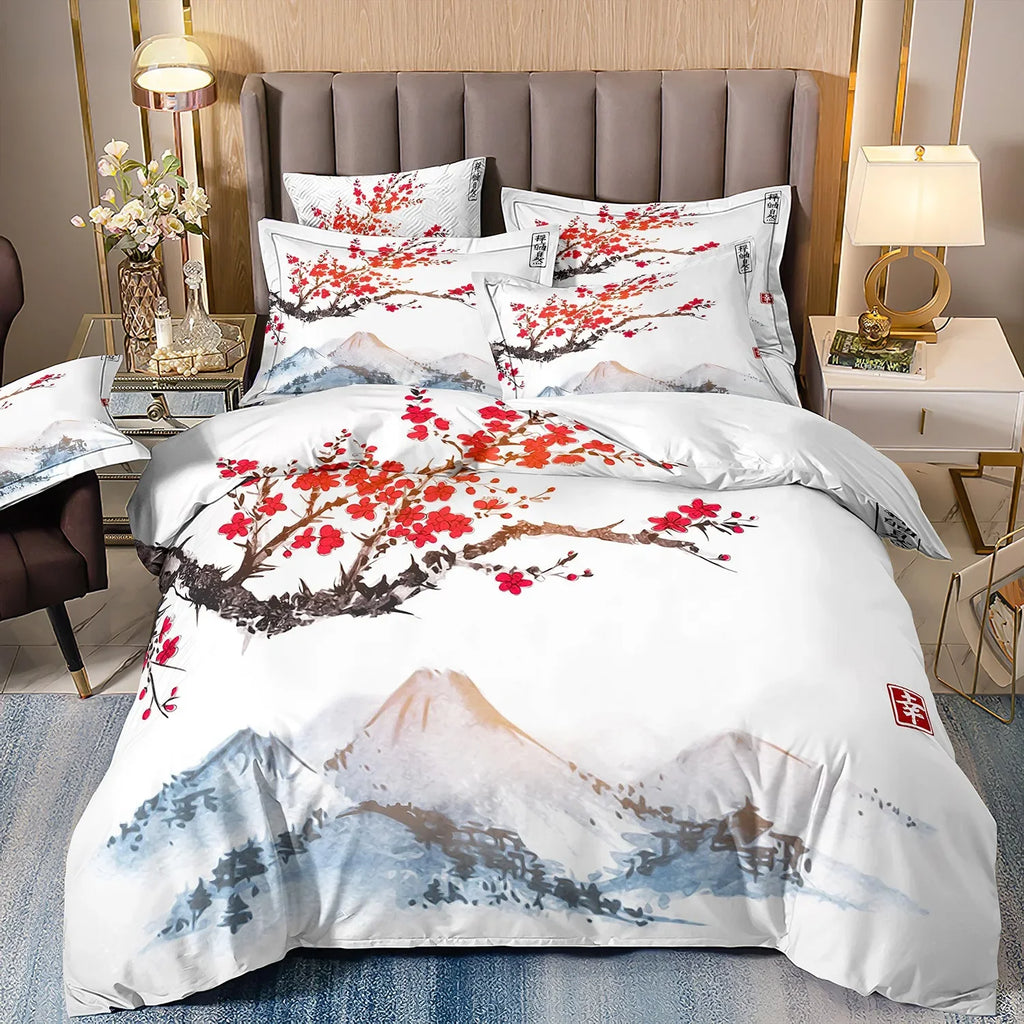 Japanese Ukiyo-e Wave Print Duvet Cover Set