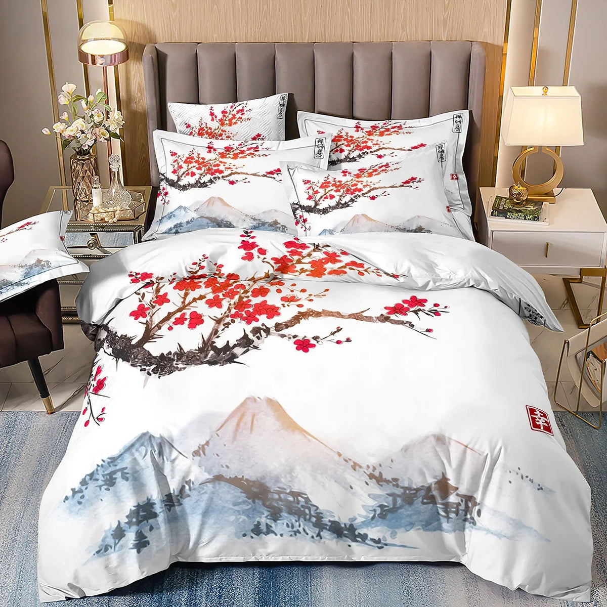 Japanese Ukiyo-e Wave Print Duvet Cover Set