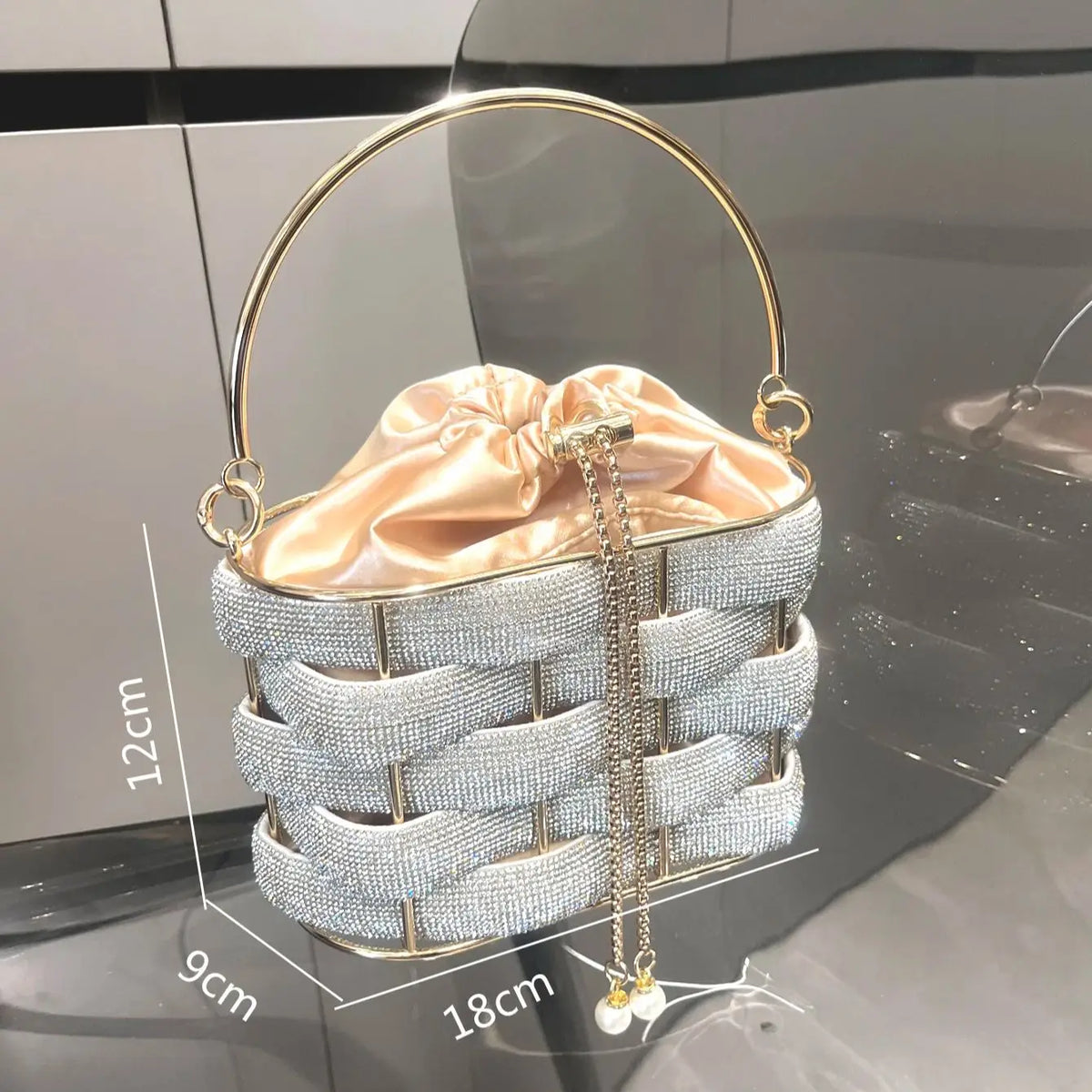 Women's Luxury Rhinestone Bucket Evening Clutch Bag