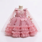 Girls' Butterfly Mesh Ball Gown Party Dress