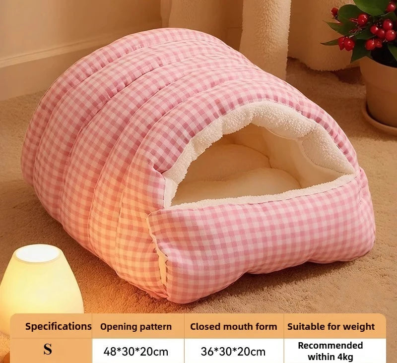 Warm Closed Cave Bed House for Cats Dogs
