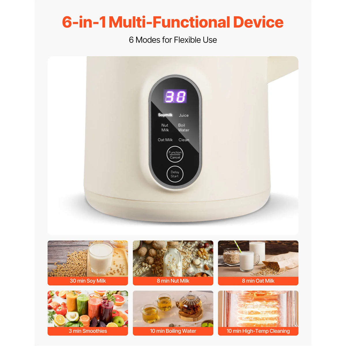 8-in-1 Electric Nut and Soy Milk Maker Machine