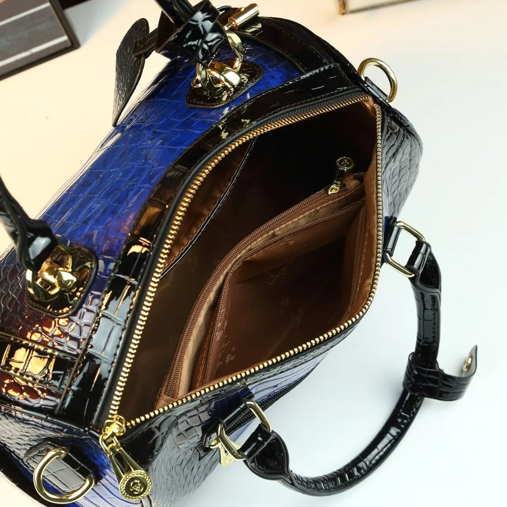 Women's Crocodile Pattern PU Leather Handbag Crossbody Bag