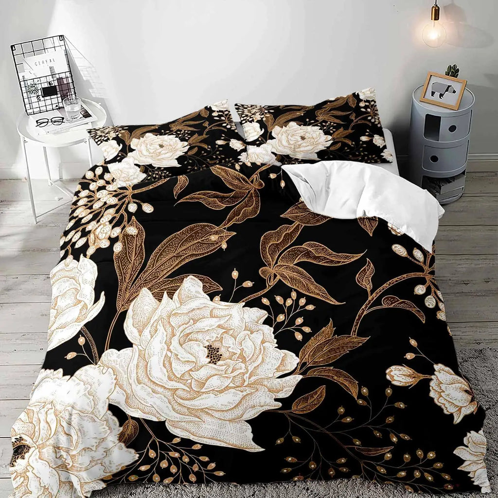 Gothic Floral Duvet Cover Set with Pillowcases
