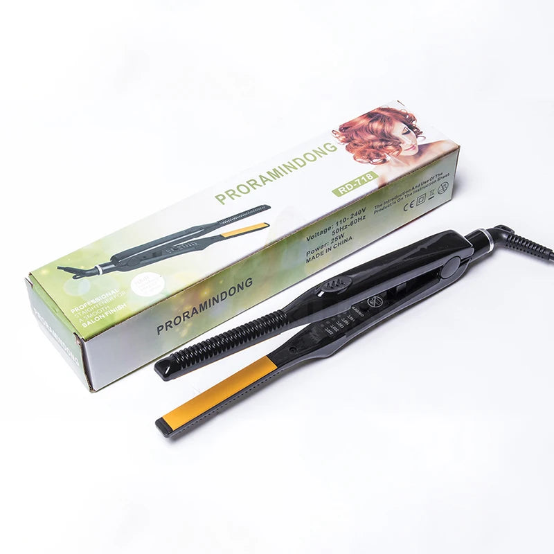 2-in-1 Titanium Mini Flat Iron Curling Iron for Short Hair