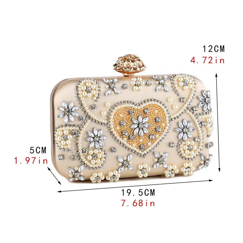 Women's Luxury Satin Flower Evening Clutch Bag