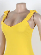 Women's Tight Corset Ruffle Sleeveless Party Dress