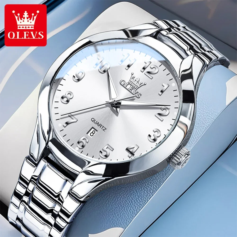 Men's Quartz Stainless Steel Watch with Calendar
