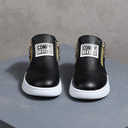 Kids' Faux Leather High-Top Sneakers with Side Zipper
