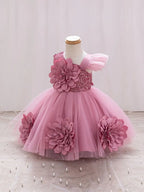 Girls' Butterfly Mesh Ball Gown Party Dress