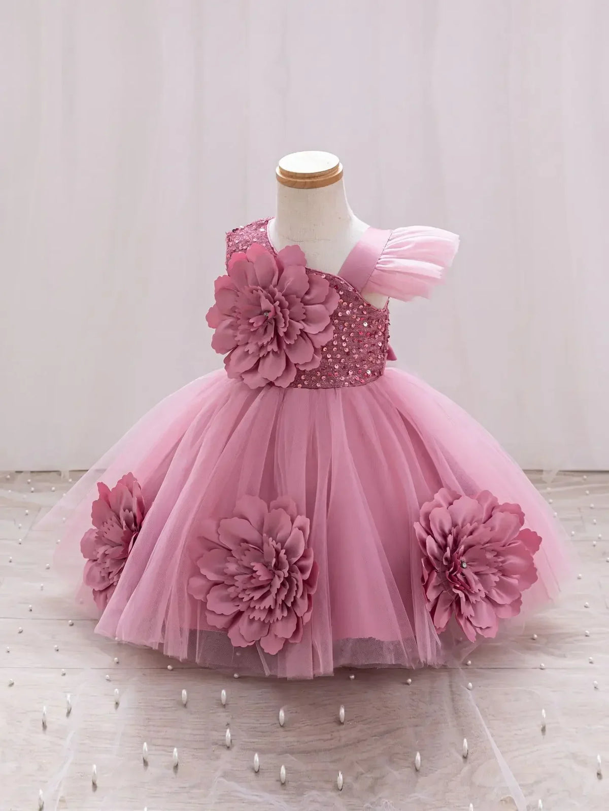 Girls' Butterfly Mesh Ball Gown Party Dress