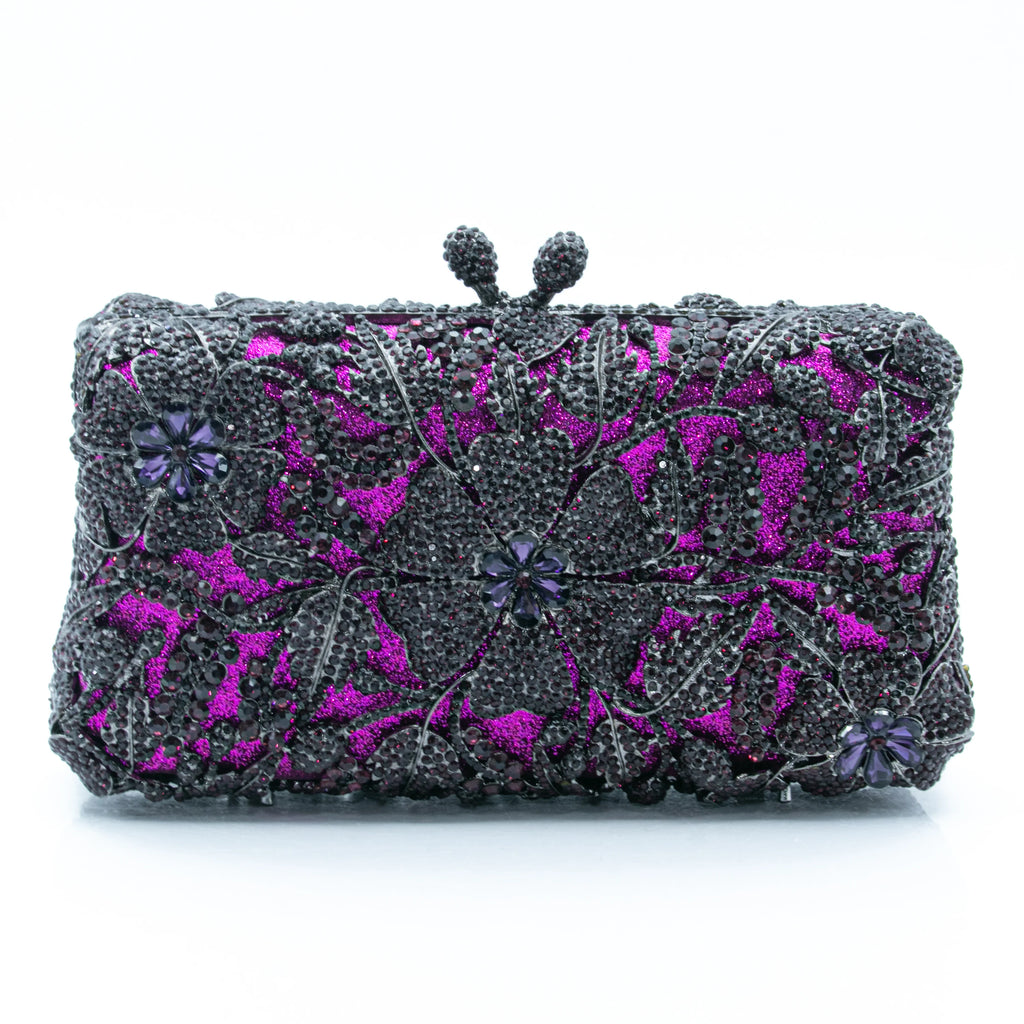 Women's Luxury Floral Rhinestone Evening Clutch Bag