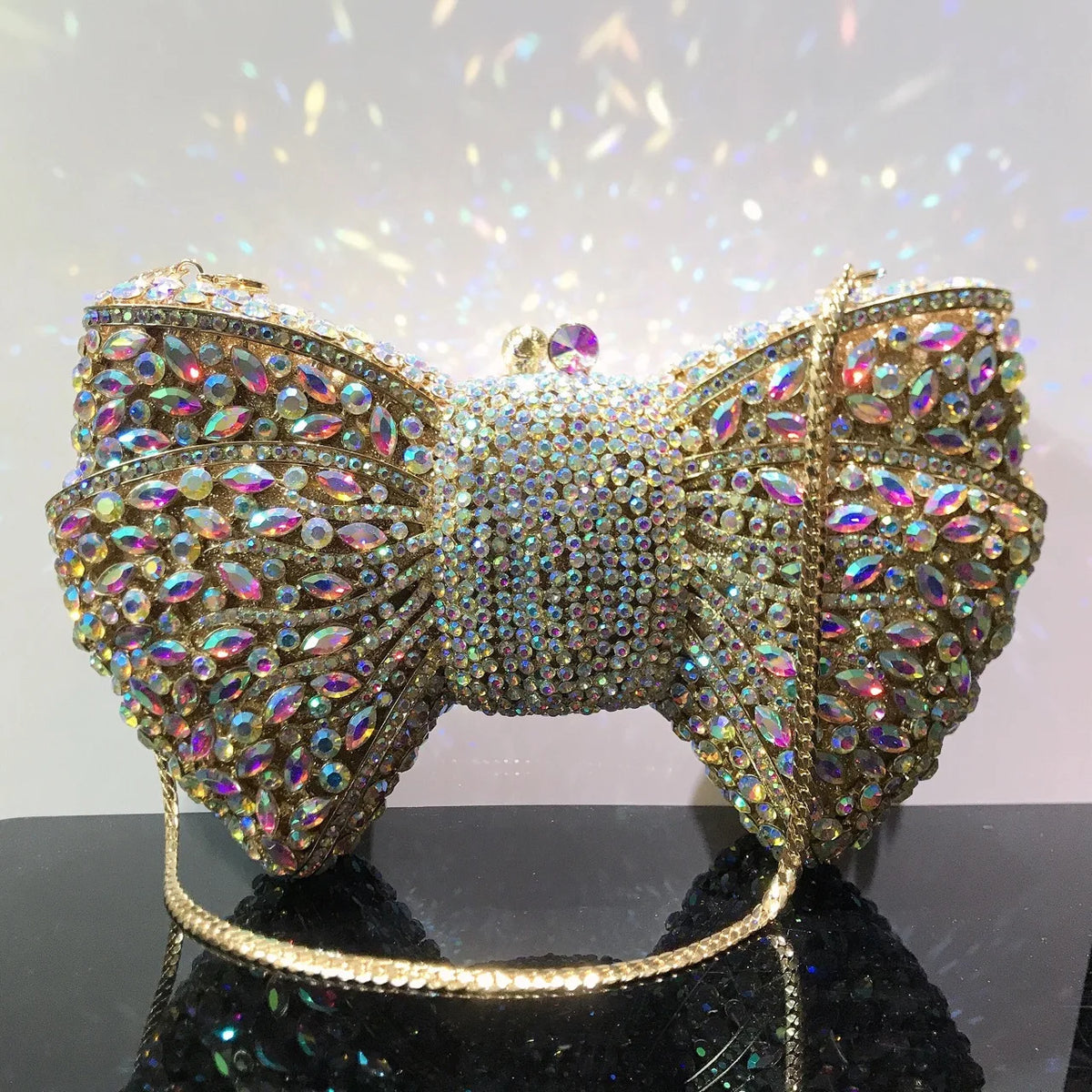 Women's Luxury Rhinestone Bow Wedding Evening Clutch Bag