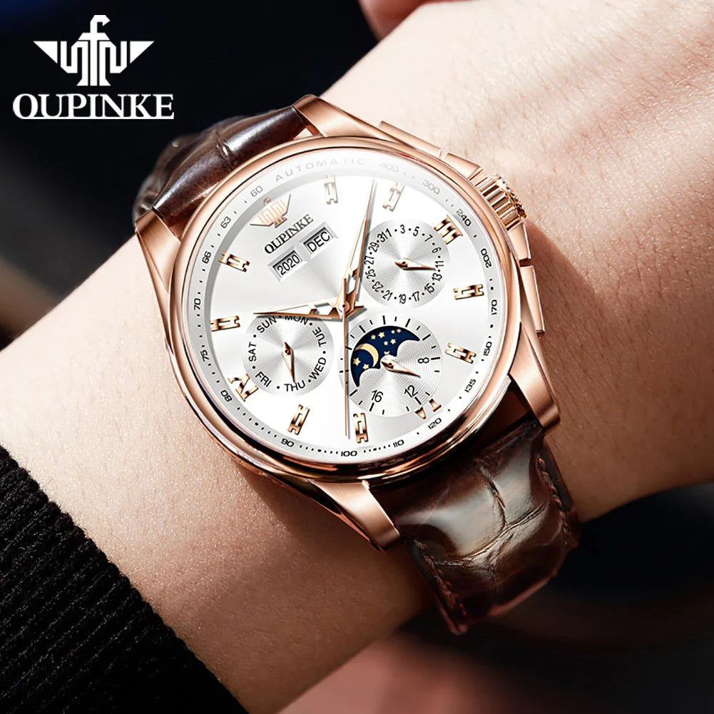 Men's Automatic Mechanical Watch with Moon Phase