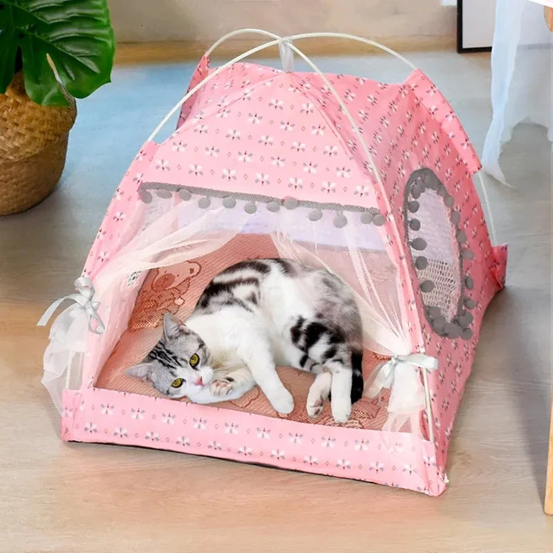 Cute Foldable Tent Bed House for Cats Dogs