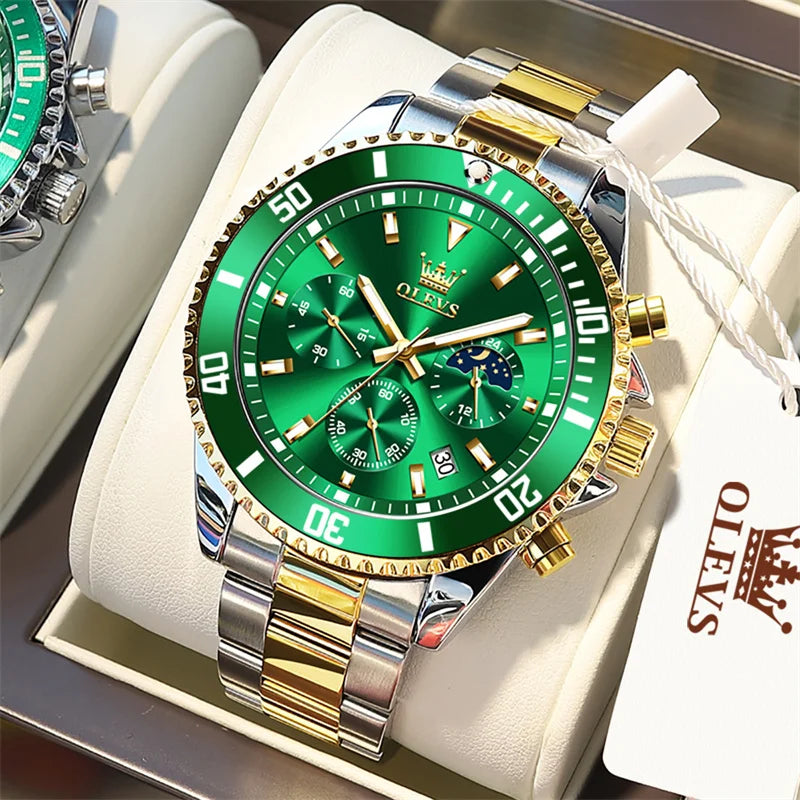 Men's Gold Quartz Stainless Steel Watch with Date