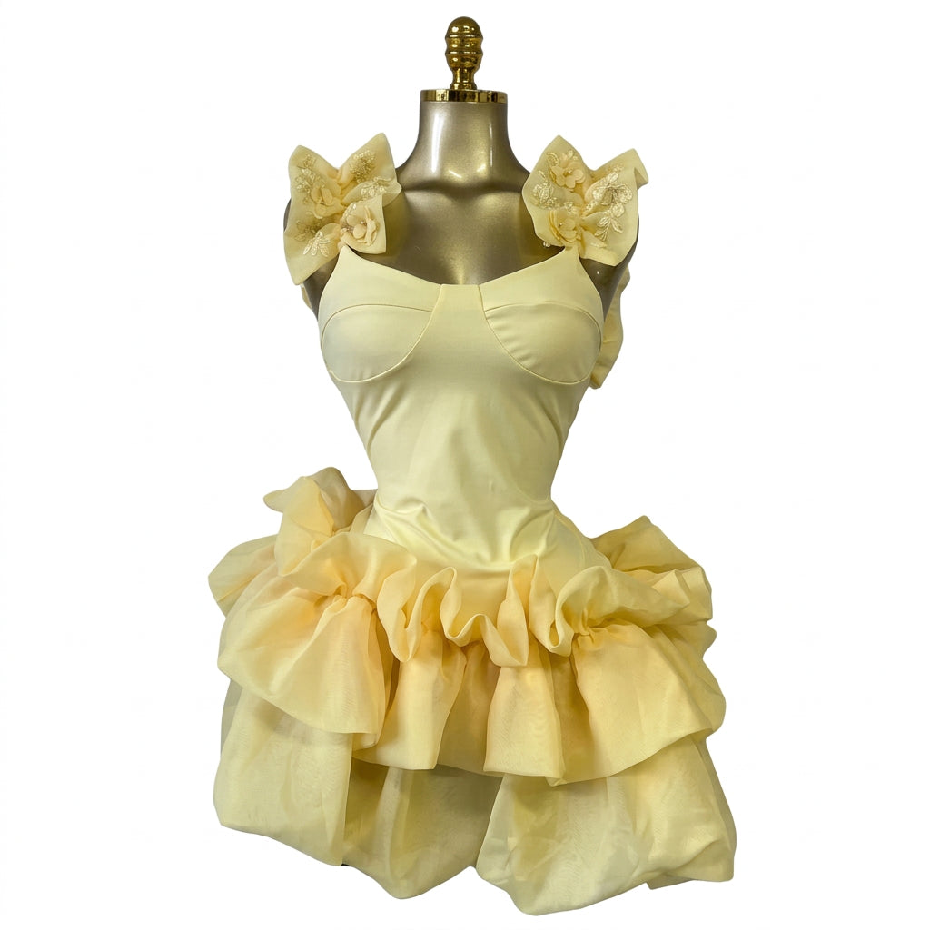 Women's Elegant Ruffled Hem Sleeveless Mini Dress