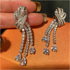 Women's Vintage Bowknot Teardrop Tassel Drop Earrings