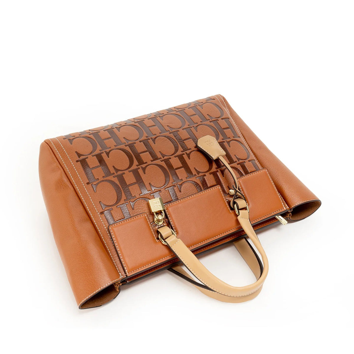 Women's Embossed Letter Shopper Shoulder Tote Bag