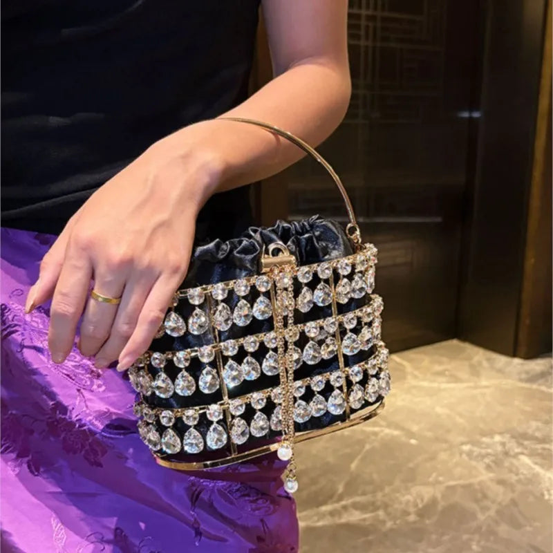 Women's Luxury Hollow Out Rhinestone Evening Clutch Bag