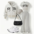 Girls' Zip-Up Jacket Graphic T-Shirt and Flare Pants 3-Piece Set