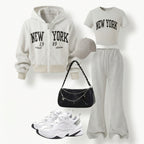 Girls' Zip-Up Jacket Graphic T-Shirt and Flare Pants 3-Piece Set
