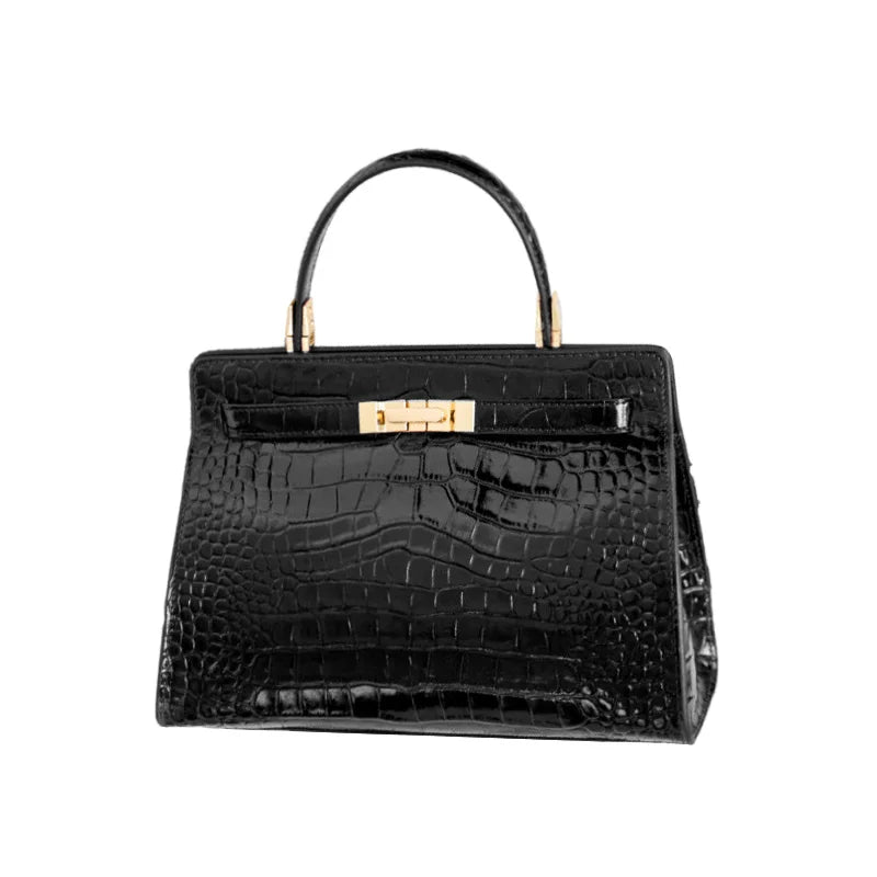 Women's Crocodile Pattern Cowhide Leather Handbag Tote Bag Q1834