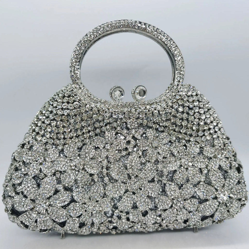 Women's Luxury Daisy Flower Rhinestone Evening Clutch Bag