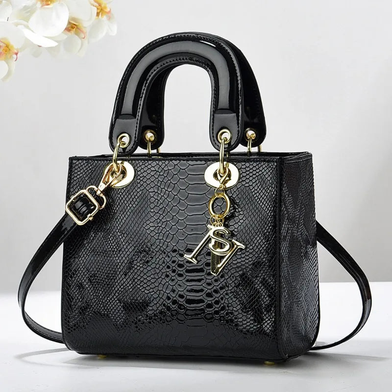 Women's Crocodile Pattern Box Shoulder Crossbody Bag