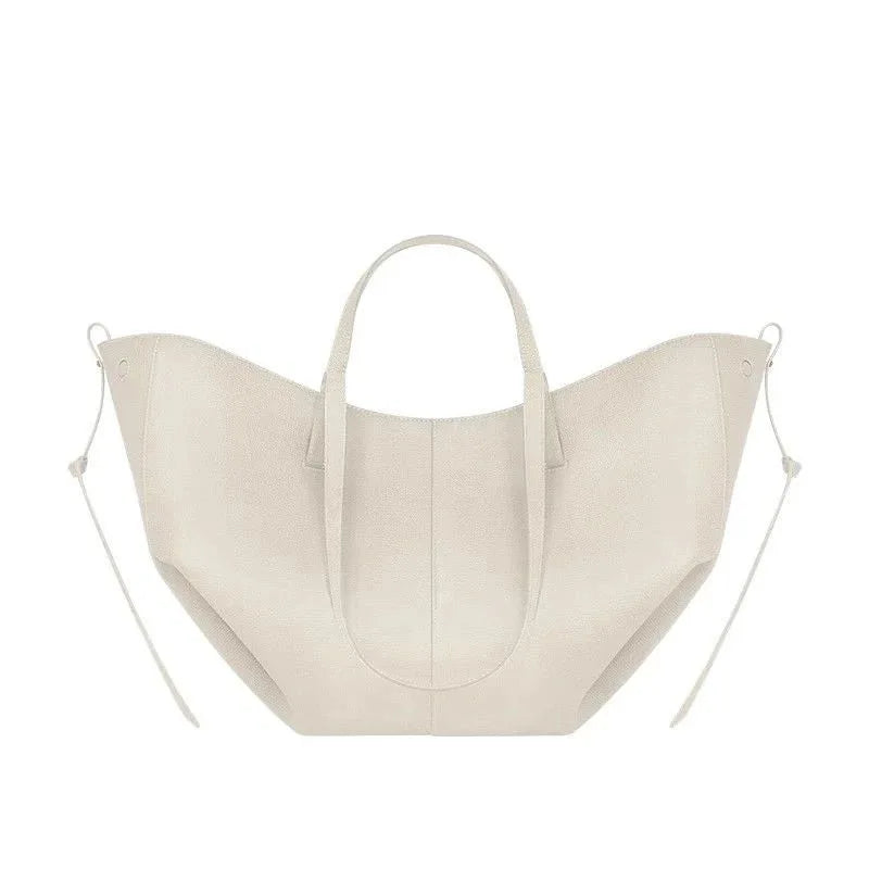 Women's Solid Color Genuine Leather Handbag Shoulder Tote Bag