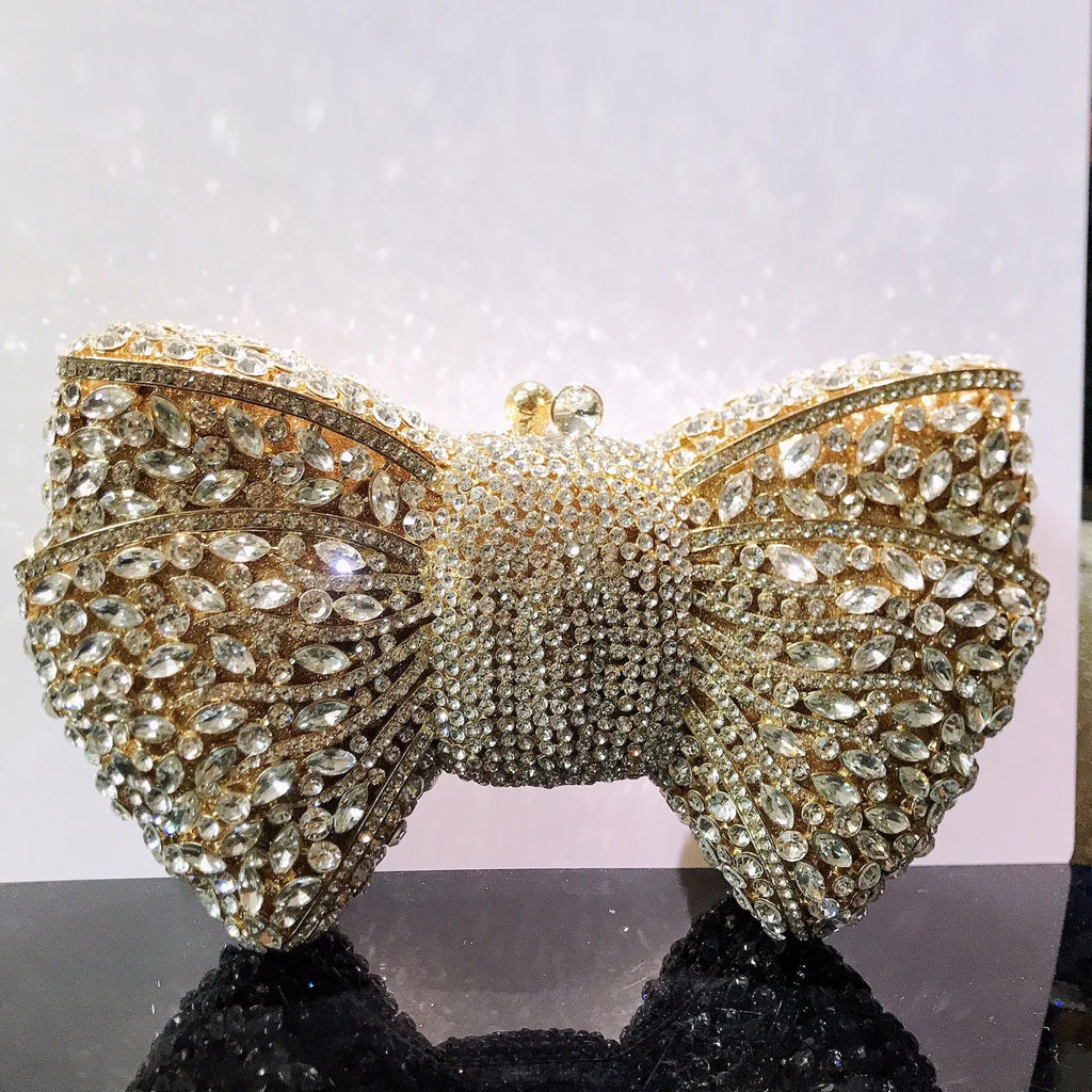 Women's Luxury Rhinestone Bow Wedding Evening Clutch Bag