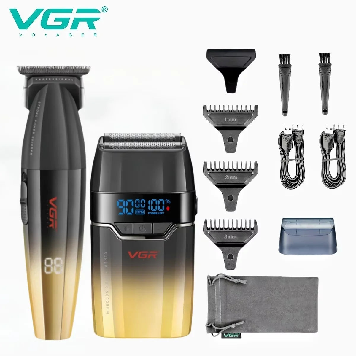 Men Professional Cordless Hair Clipper Rechargeable Trimmer Set