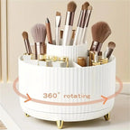 360° Rotating Makeup Organizer 5 Compartments Plastic Cosmetic Storage