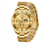 Men's Gold Quartz Stainless Steel Watch with Date